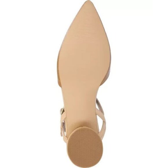 Journee Collection Women's Brynn Block Heel Pointed Toe Flats Tan Size 5.5M - Picture 5 of 6